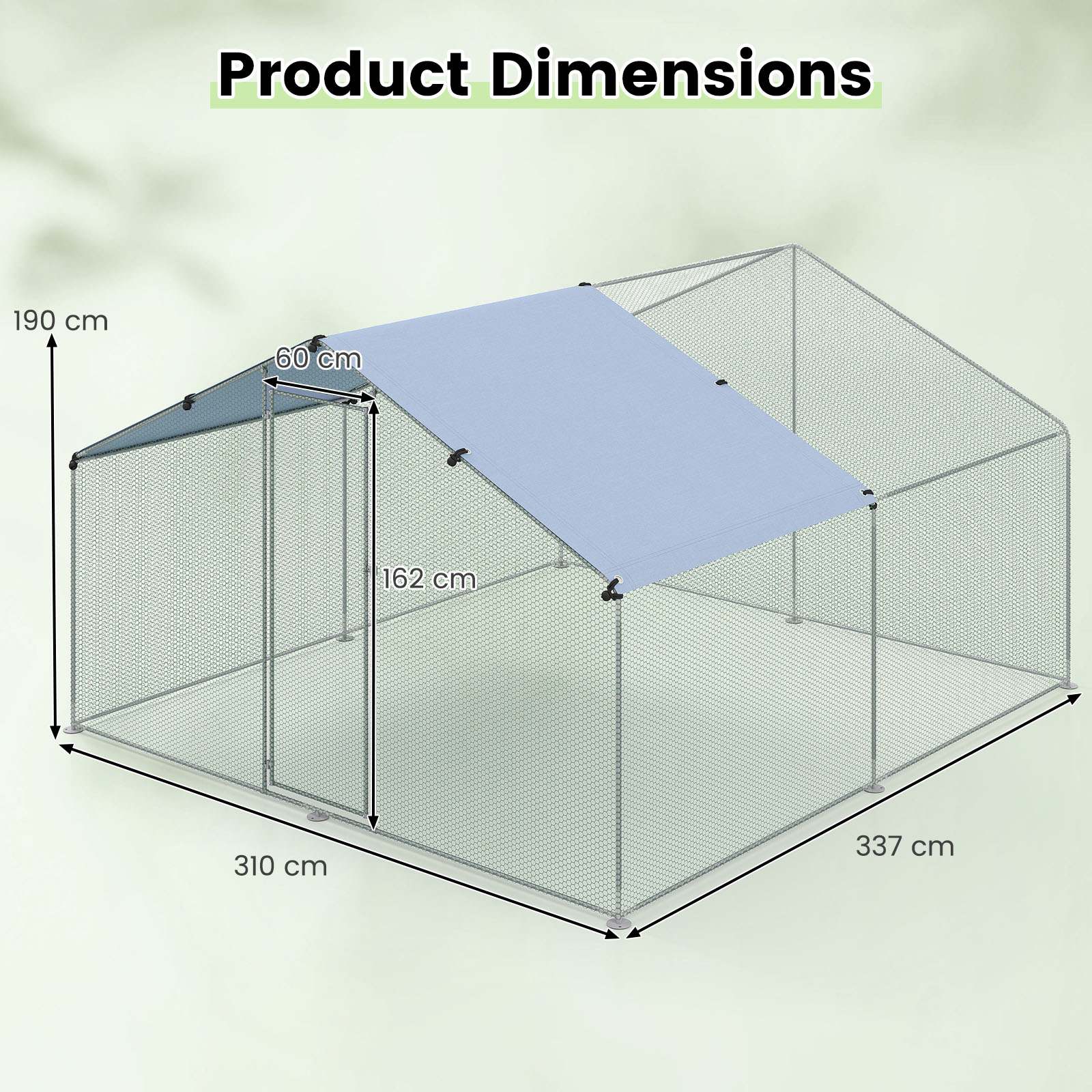 Large Chicken Coop Walk-in Poultry Cage Pet House w/Oxford Canopy& Lockable Door