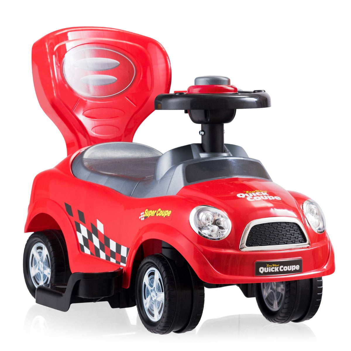 3-in-1 Ride On Kids Push Car with Detachable Guardrails and Handle