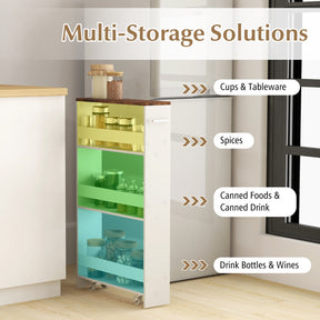 Slim Rolling Storage Cart for Kitchen Bathroom Laundry Small Places-Brown