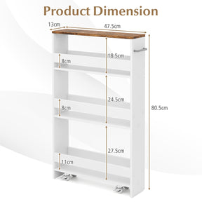 Slim Rolling Storage Cart for Kitchen Bathroom Laundry Small Places-Brown
