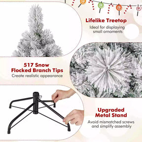 180CM Flocked Xmas Christmas Tree w/517 Branch Tips & 170 Warm White LED Lights