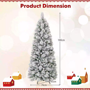 180CM Flocked Xmas Christmas Tree w/517 Branch Tips & 170 Warm White LED Lights