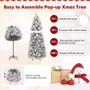 180CM Flocked Xmas Christmas Tree w/517 Branch Tips & 170 Warm White LED Lights