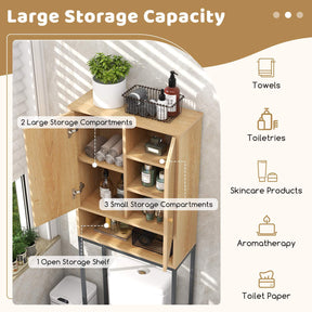 175cm Over the Toilet Storage Cabinet Tall Toilet Organizer with Rattan Doors