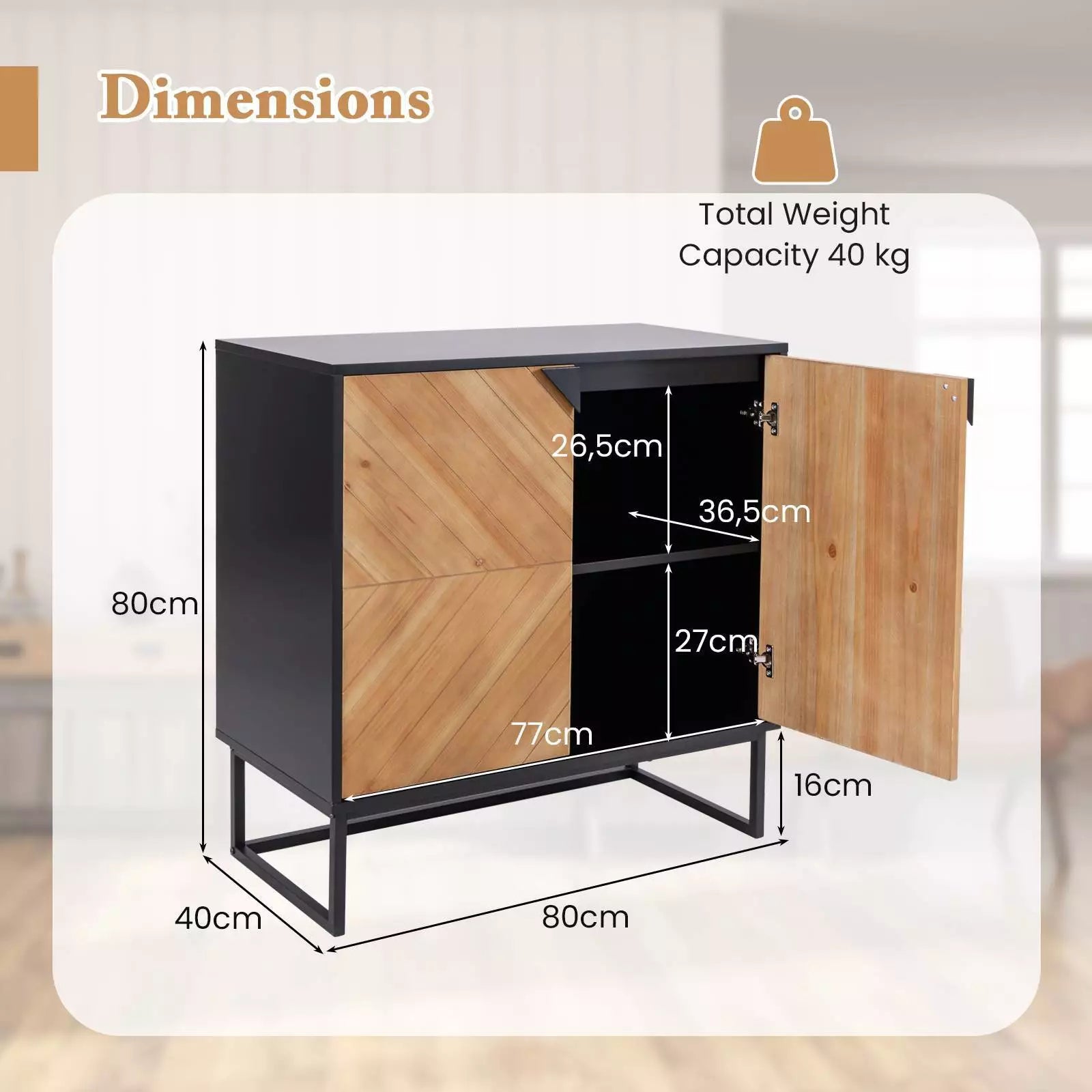 Sideboard Buffet Cabinet with Storage Console Table Modern Accent Cabinet Black