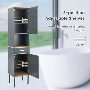 Tall Slim Bathroom Cabinet Freestanding Storage Cabinet Narrow Linen Tower