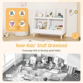 5-Cube Kids Bookshelf and Toy Organiser Wooden Storage Bookcase w/ Wood Legs