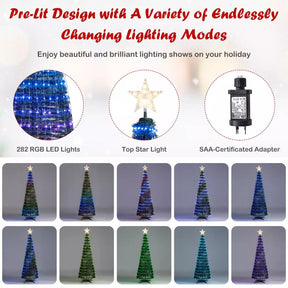 Indoor & Outdoor 190 cm Pop-up Christmas Tree Pre-Lit Xmas Tree w/12 Light Modes
