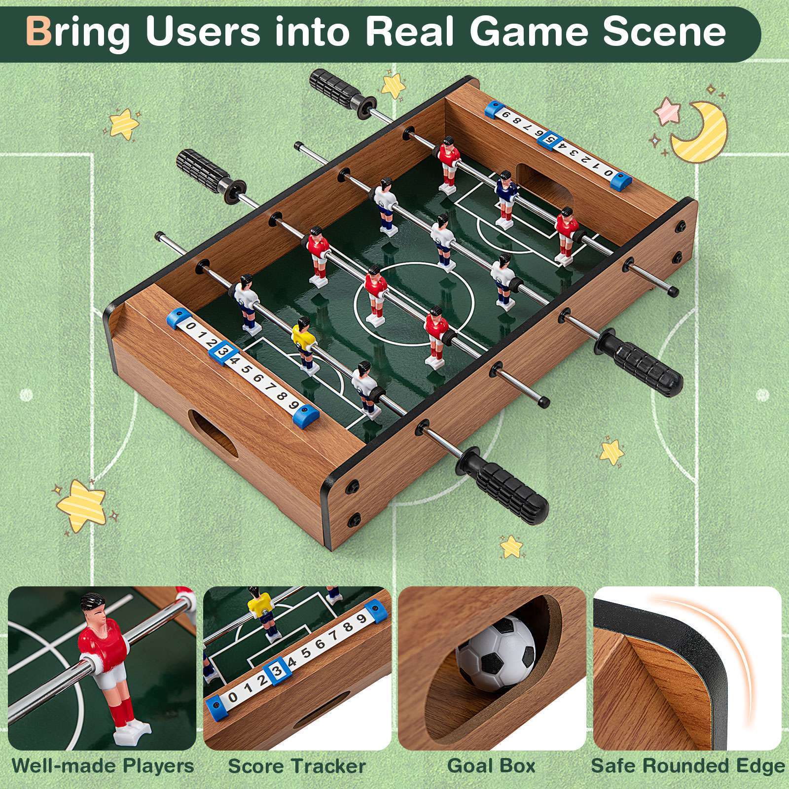 Mini Foosball Table,Compact Indoor Tabletop Game Table, Kid, Adult, Party, Home