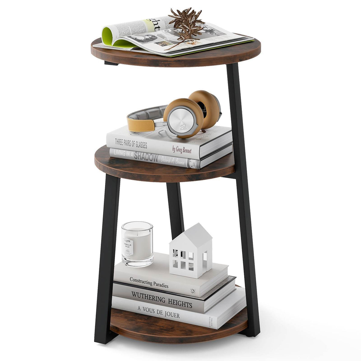 3-Tier Round Side Table Accent End Table Nightstand Bedside Table Living Room
