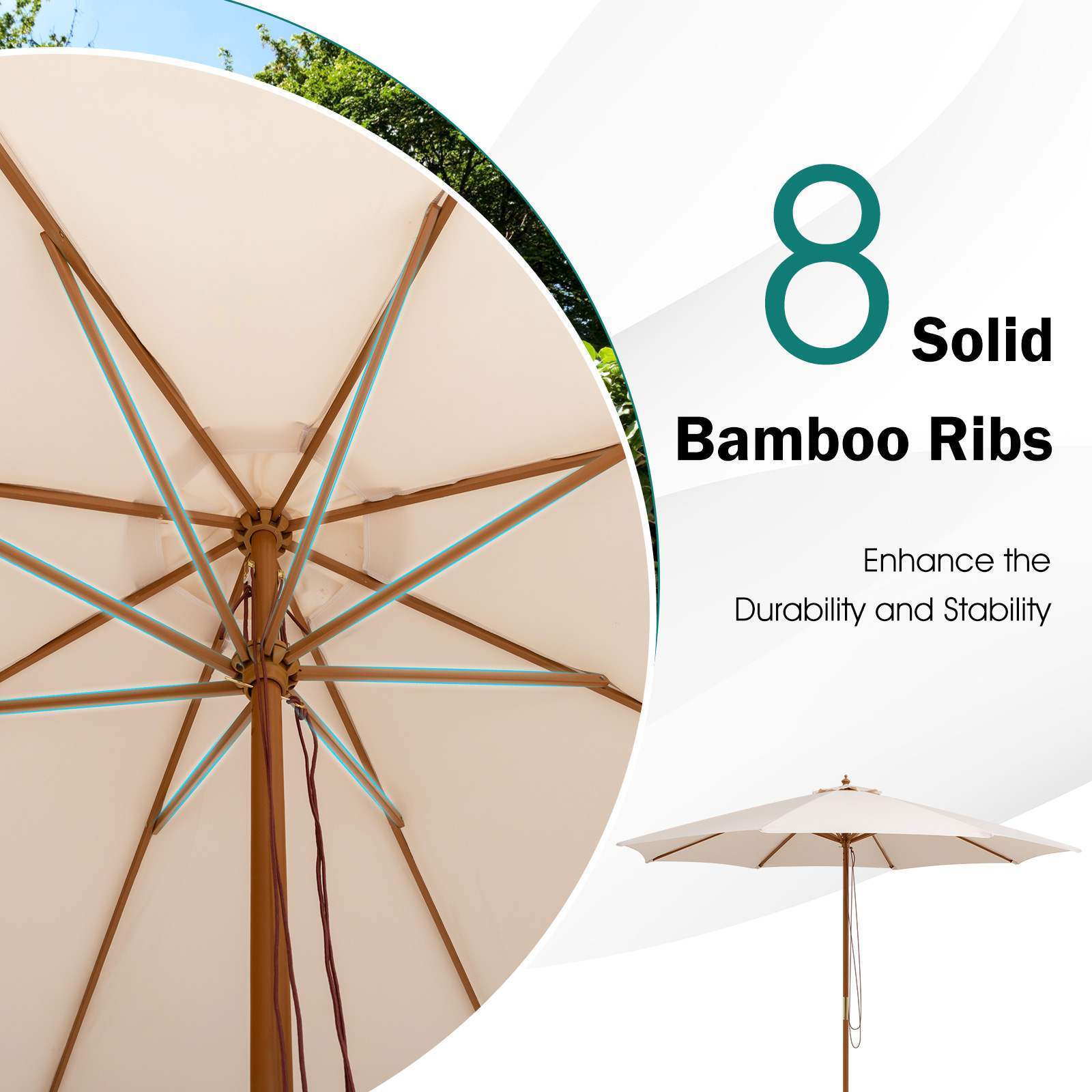 3M Outdoor Patio Umbrella w/Ventilation Hole,Poolside, Backyard and Beach