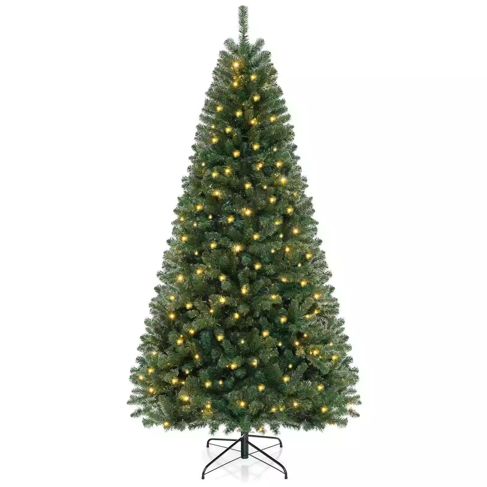 1.8/2.1/2.4M Pre-Lit Christmas Tree Artificial Xmas Decor w/8 Lighting Modes