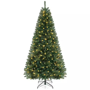 1.8/2.1/2.4M Pre-Lit Christmas Tree Artificial Xmas Decor w/8 Lighting Modes