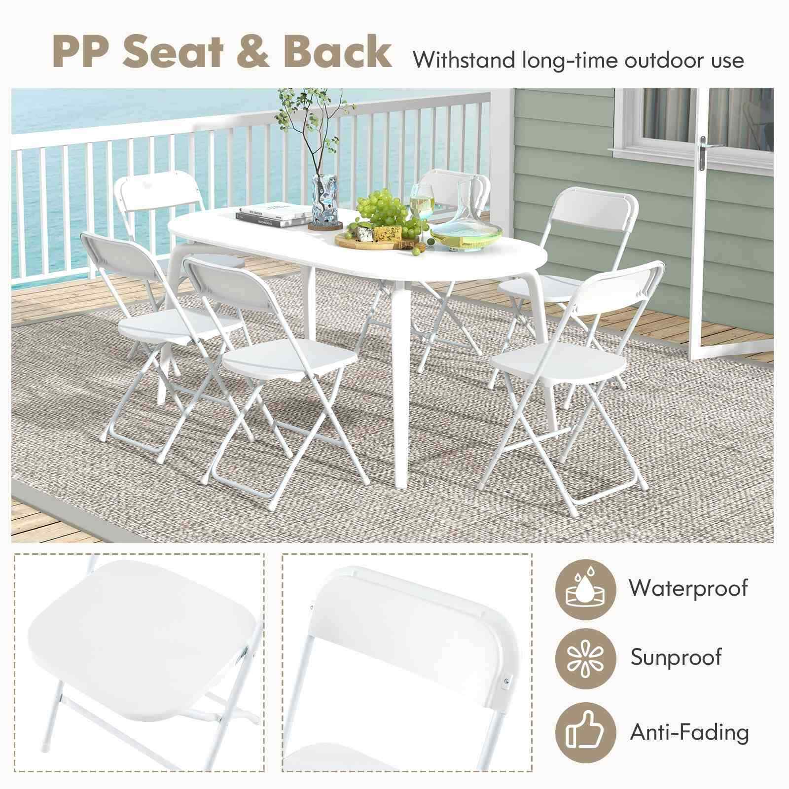 4 Pack Metal Folding Portable Patio Chairs w/ 350KG Static Load for Home, Office