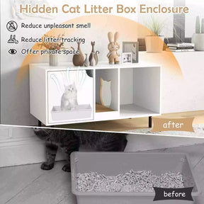 Cat Litter Box Enclosure End Side Table w/ Storage & Removable Scratching Board