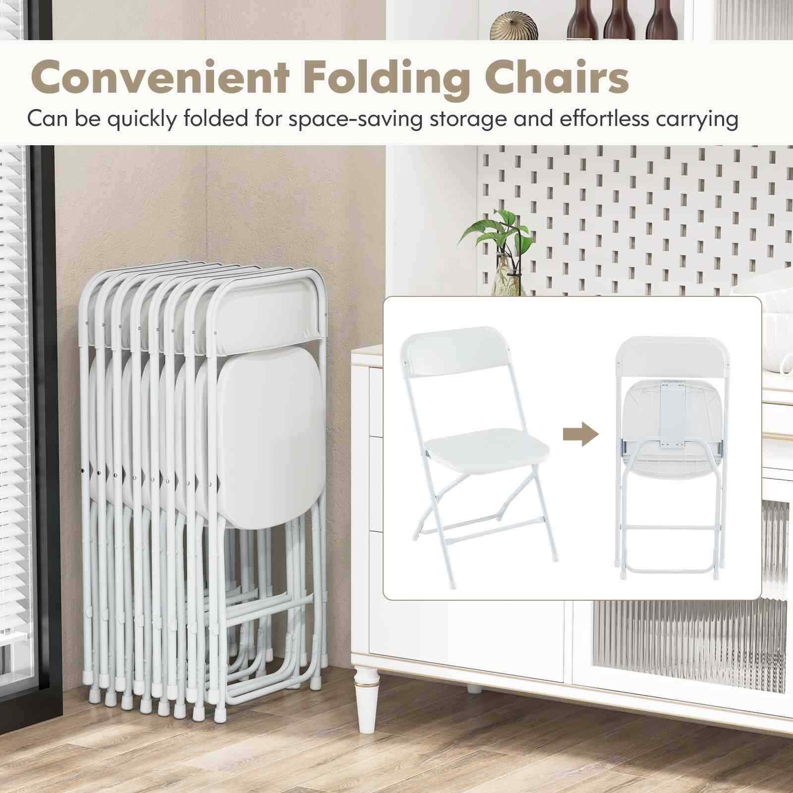4 Pack Metal Folding Portable Patio Chairs w/ 350KG Static Load for Home, Office