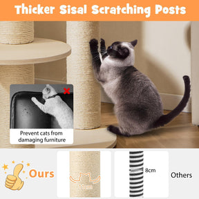 5-level Wooden Cat Tree w/Fully Wrapped Sisal Scratching Posts, Indoor Kittens