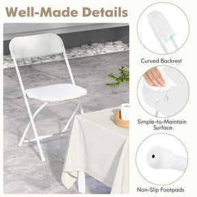 4 Pack Metal Folding Portable Patio Chairs w/ 350KG Static Load for Home, Office