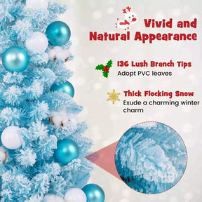 Pre-Decorated Tabletop Mini Christmas Tree Xmas Decor w/Snow Flocked Branch Tips