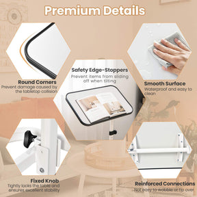 Portable Overbed Table Bedside Table Adjustable Multi-angle w/ Universal Wheels