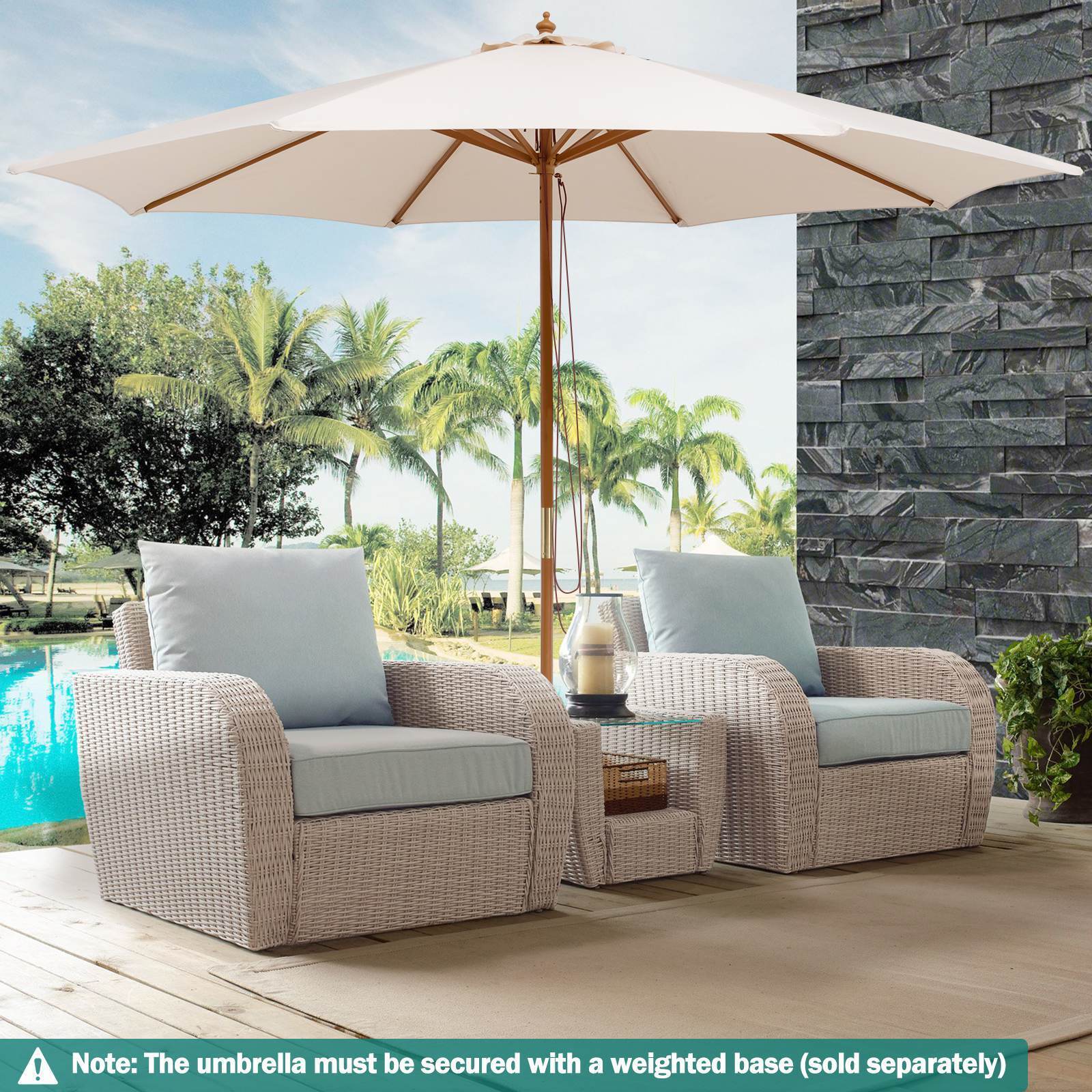 3M Outdoor Patio Umbrella w/Ventilation Hole,Poolside, Backyard and Beach