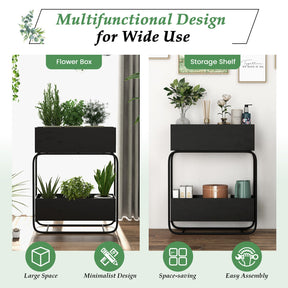 2-Tier Metal Elevated Garden Bed Raised Planter Box Flowers Plant Stand