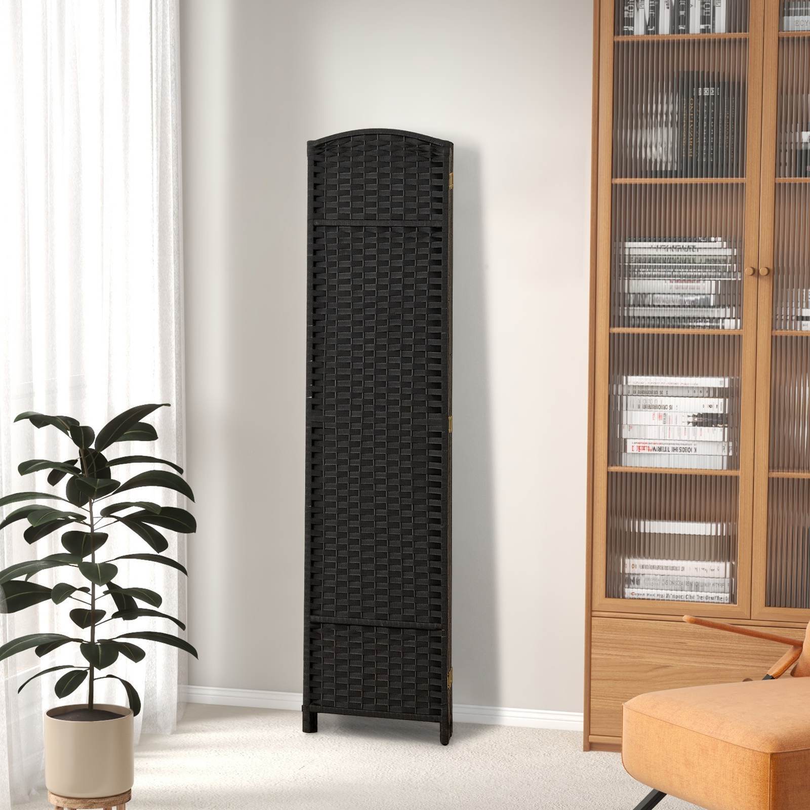 6-Panel Folding Room Divider Tall Privacy Screen Freestanding Wall Divider