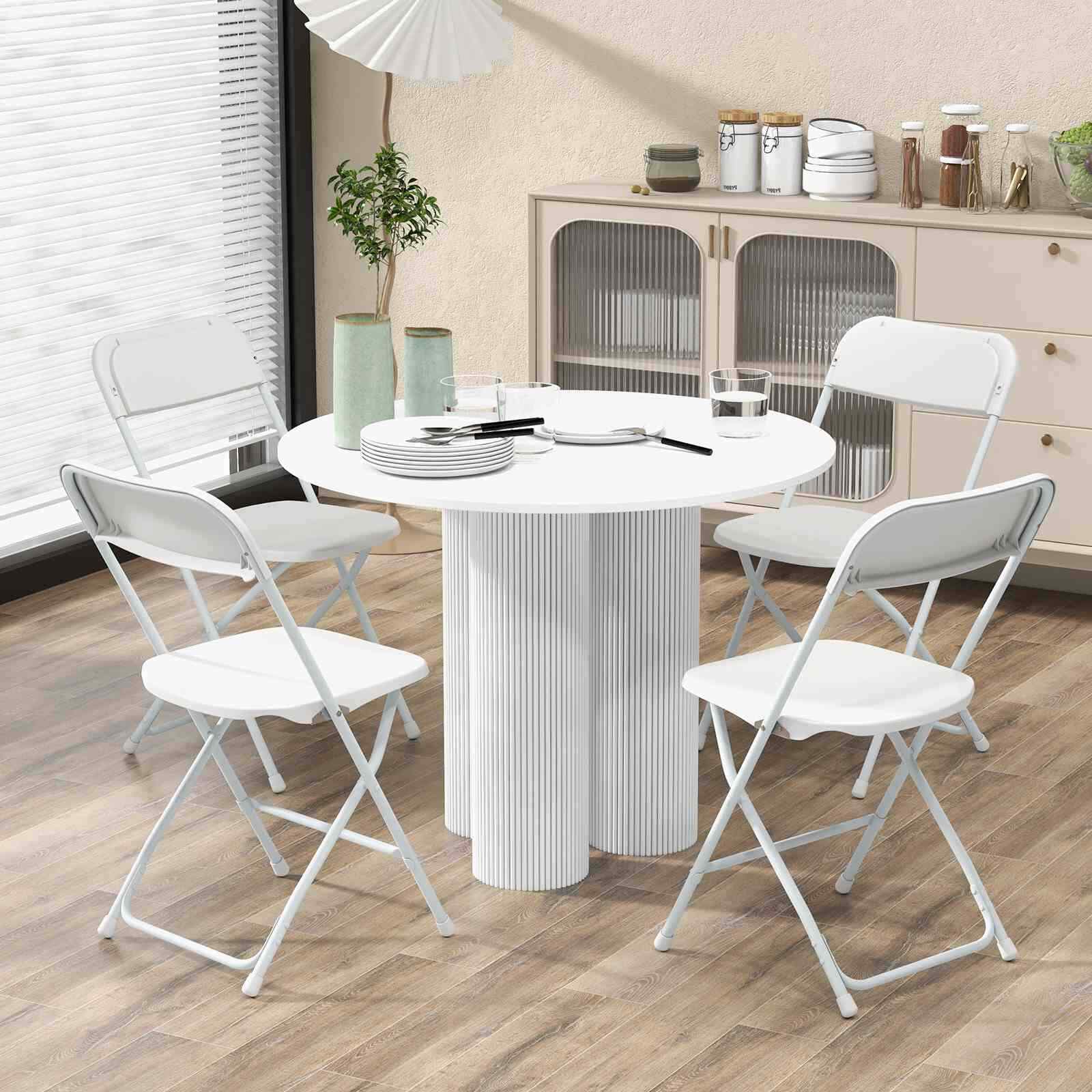 4 Pack Metal Folding Portable Patio Chairs w/ 350KG Static Load for Home, Office