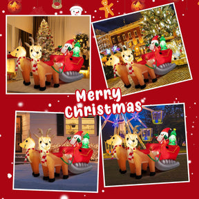 Christmas Inflatable Santa Claus Sleigh &Reindeer w/LED & Christmas Tree Outdoor