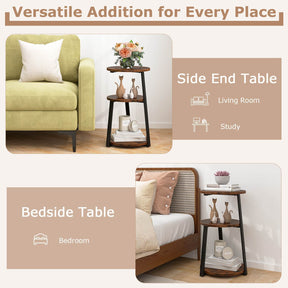 3-Tier Round Side Table Accent End Table Nightstand Bedside Table Living Room