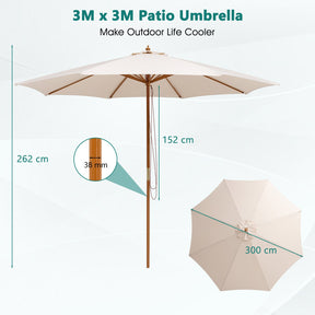 3M Outdoor Patio Umbrella w/Ventilation Hole,Poolside, Backyard and Beach