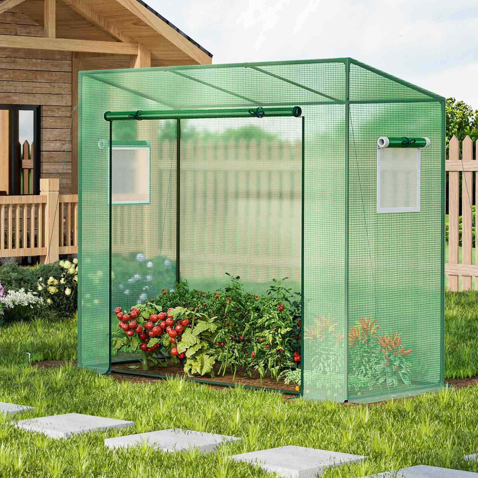 200 x 77 x 169 cm Outdoor Portable Double-Layer Mini Winter Hot Greenhouse, Yard