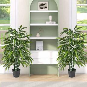 Tall Artificial Potted Tree 2 Pack Fake Bamboo Leave Tree Artificial Tree