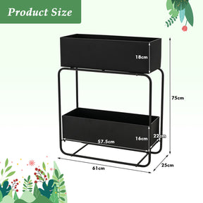 2-Tier Metal Elevated Garden Bed Raised Planter Box Flowers Plant Stand