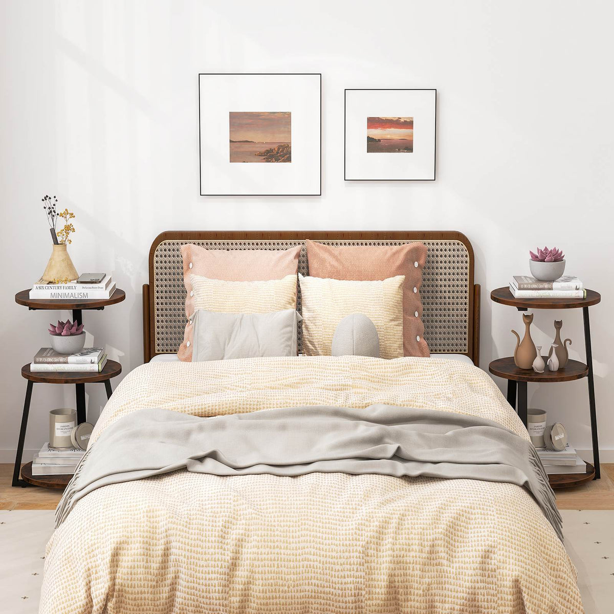 3-Tier Round Side Table Accent End Table Nightstand Bedside Table Living Room