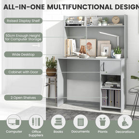 Giantex Computer Desk with Hutch, Home Office Desk w/Raised Display Shelf & 2 Open Shelves