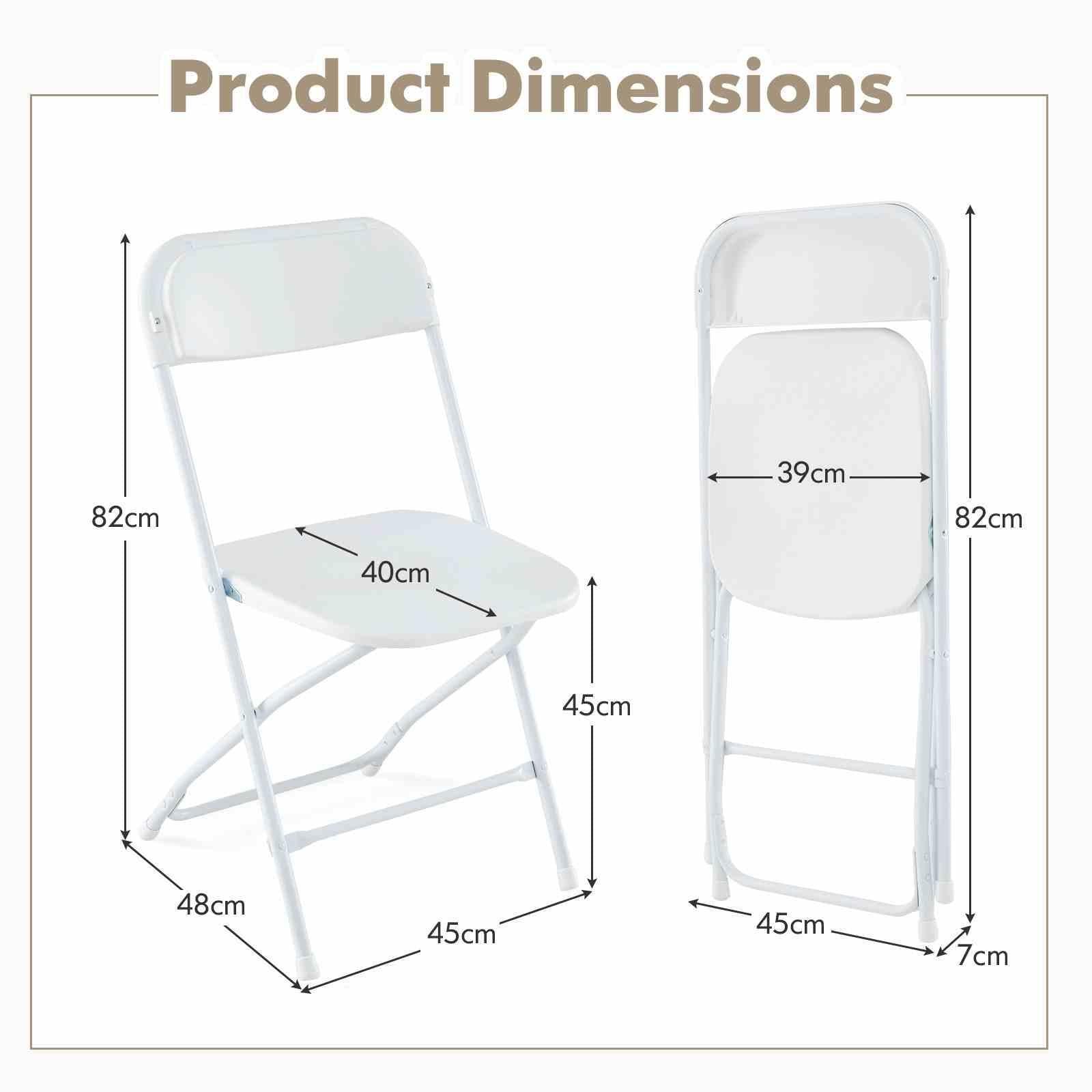 4 Pack Metal Folding Portable Patio Chairs w/ 350KG Static Load for Home, Office