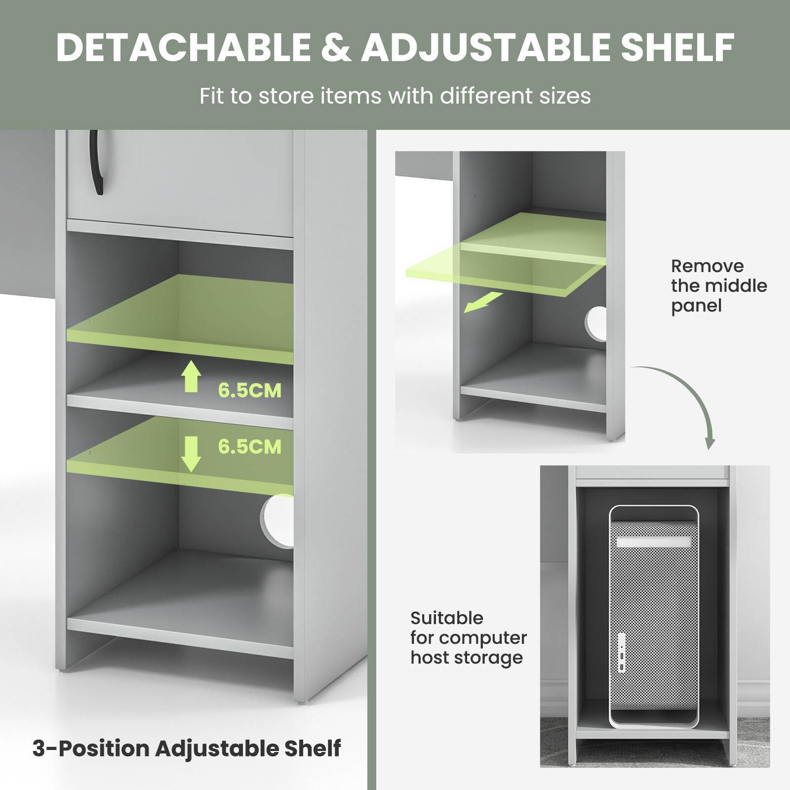 Giantex Computer Desk with Hutch, Home Office Desk w/Raised Display Shelf & 2 Open Shelves