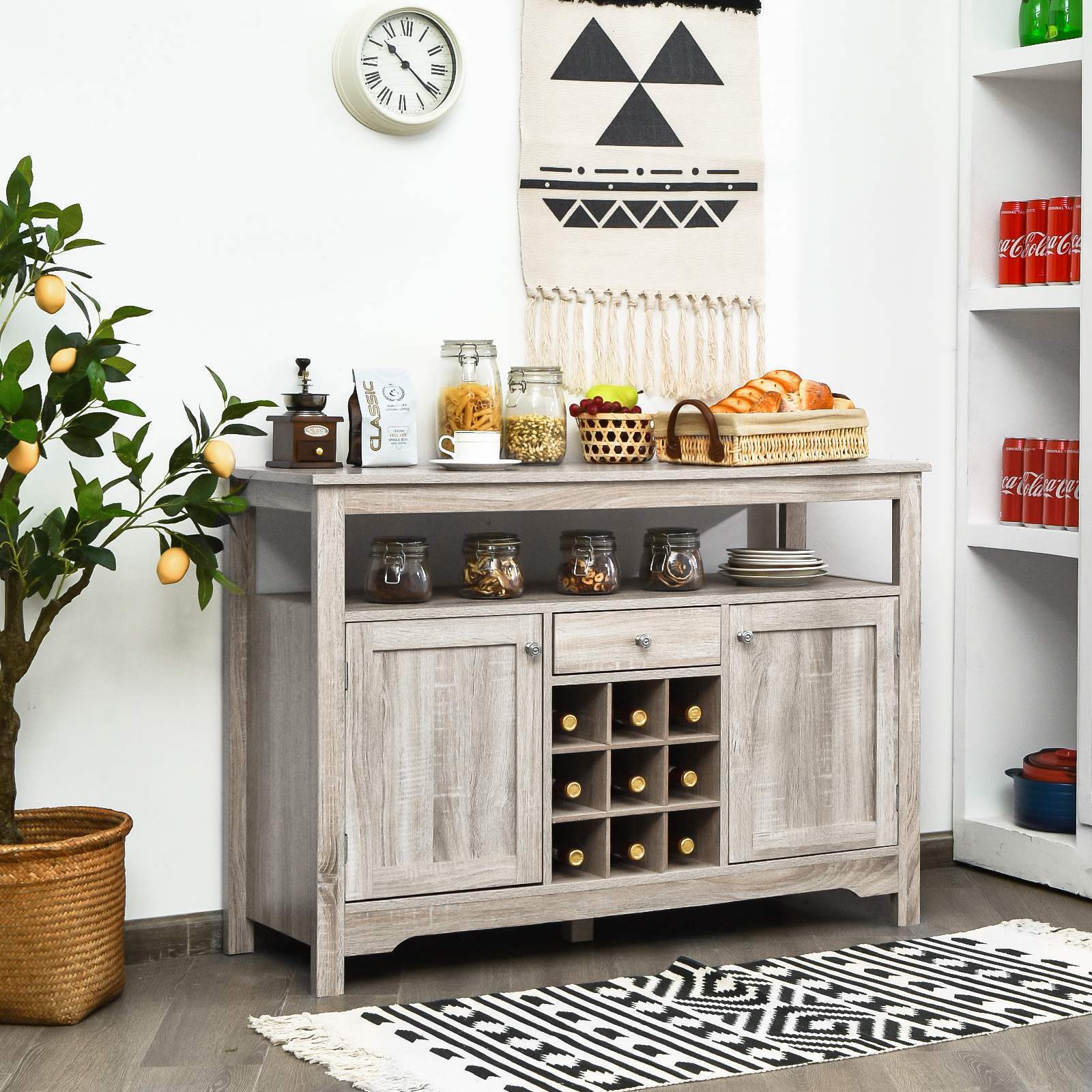 Rustic Kitchen Buffet Sideboard Cupboard Storage Organizer Wooden Console Table