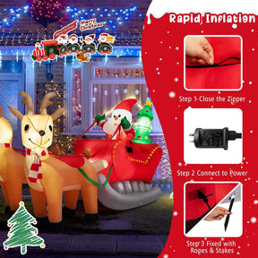 Christmas Inflatable Santa Claus Sleigh &Reindeer w/LED & Christmas Tree Outdoor