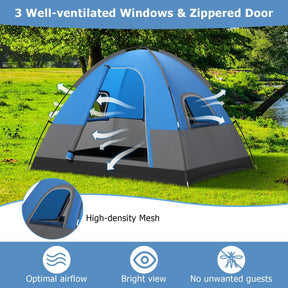 3 Person Outdoor Camping Tent，Waterproof Portable Double-layer Tent for Camping