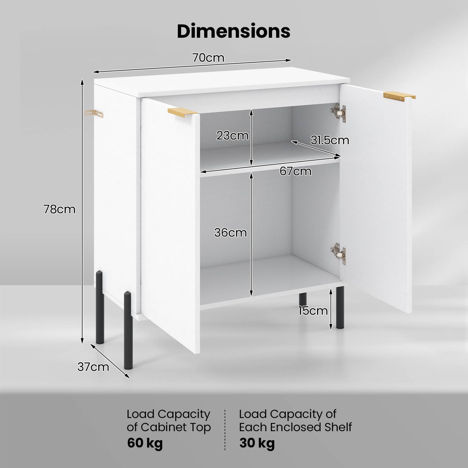 2-Door Buffet Storage Cabinet Sideboard Cabinet with Shelf Cupboard Kitchen Home