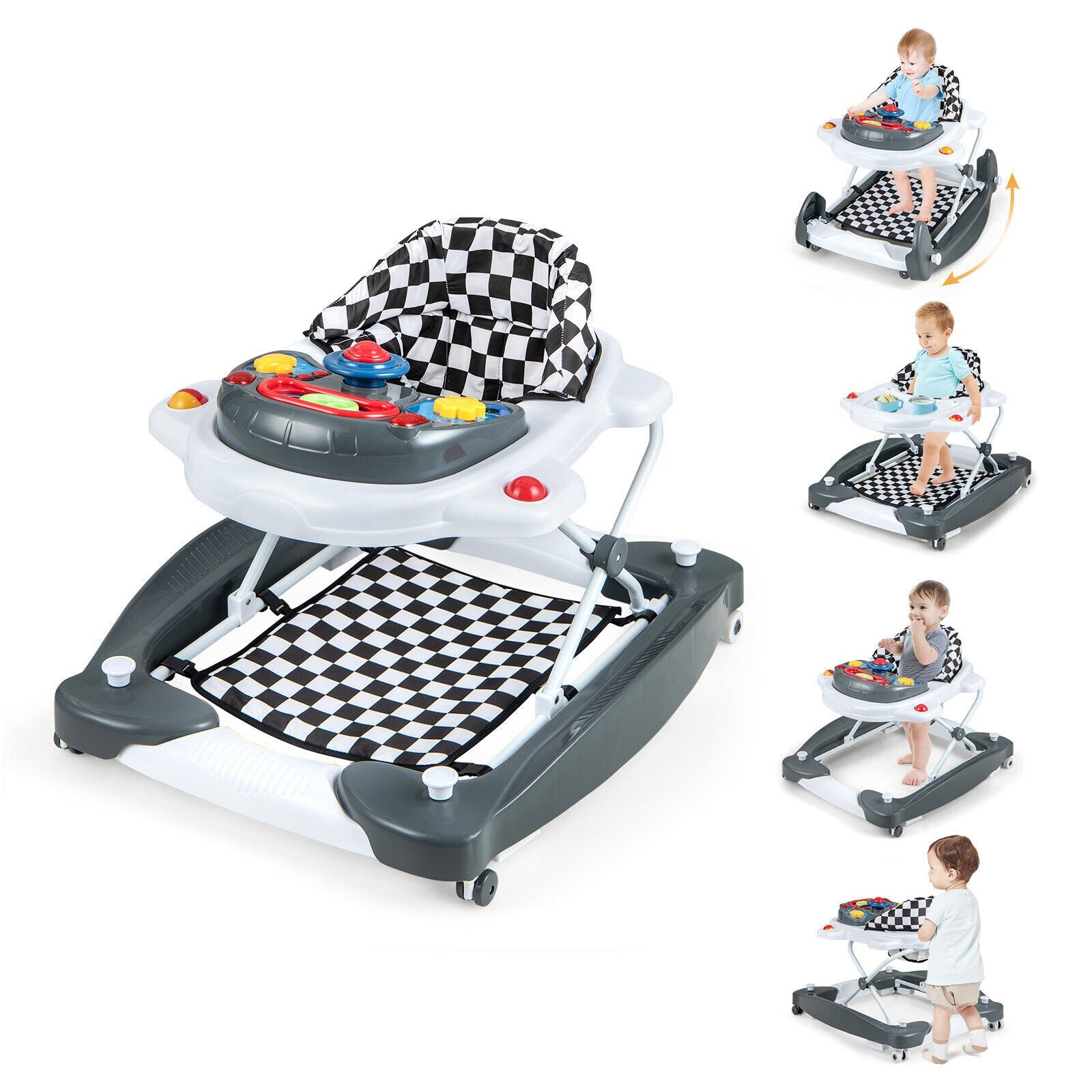 BABY JOY Foldable 6 in 1 Baby Walker Adjustable Toddler Walker Activity Center