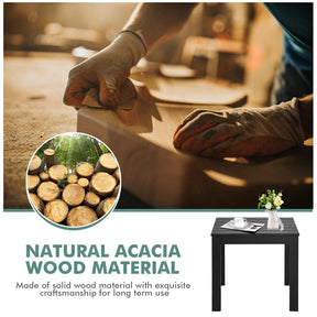 Wooden Square Side End Table Patio Coffee Bistro Table Indoor Outdoor