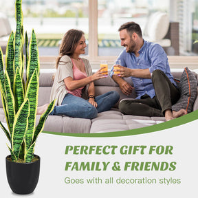 90CM Artificial Snake Plant Fake Sansevieria Faux Agave Plant w/ Pot 20 Leaves