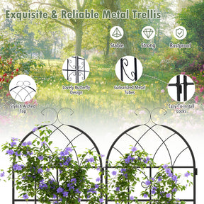 2PCS Metal Garden Trellis Fence for Climbing Plants Rustproof Decorative Screen