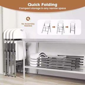 4 Pack Portable Seats w/ Metal Frame Stackable Folding Chairs for Indoor Outdoor