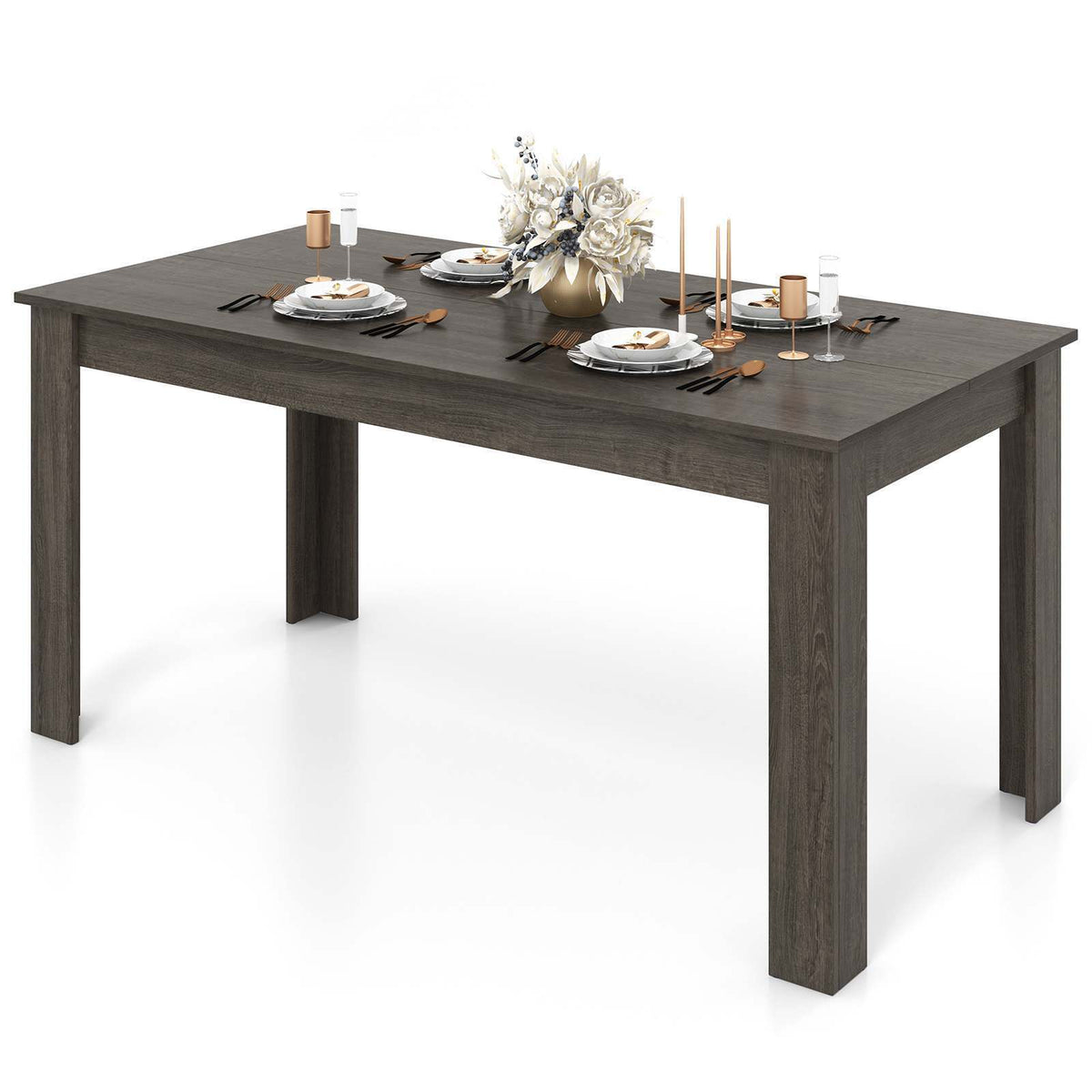Giantex 160 CM Rectangular Dining Table with Sturdy Legs