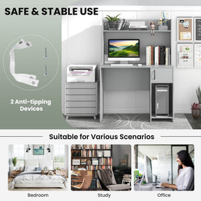 Giantex Computer Desk with Hutch, Home Office Desk w/Raised Display Shelf & 2 Open Shelves