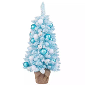 Pre-Decorated Tabletop Mini Christmas Tree Xmas Decor w/Snow Flocked Branch Tips